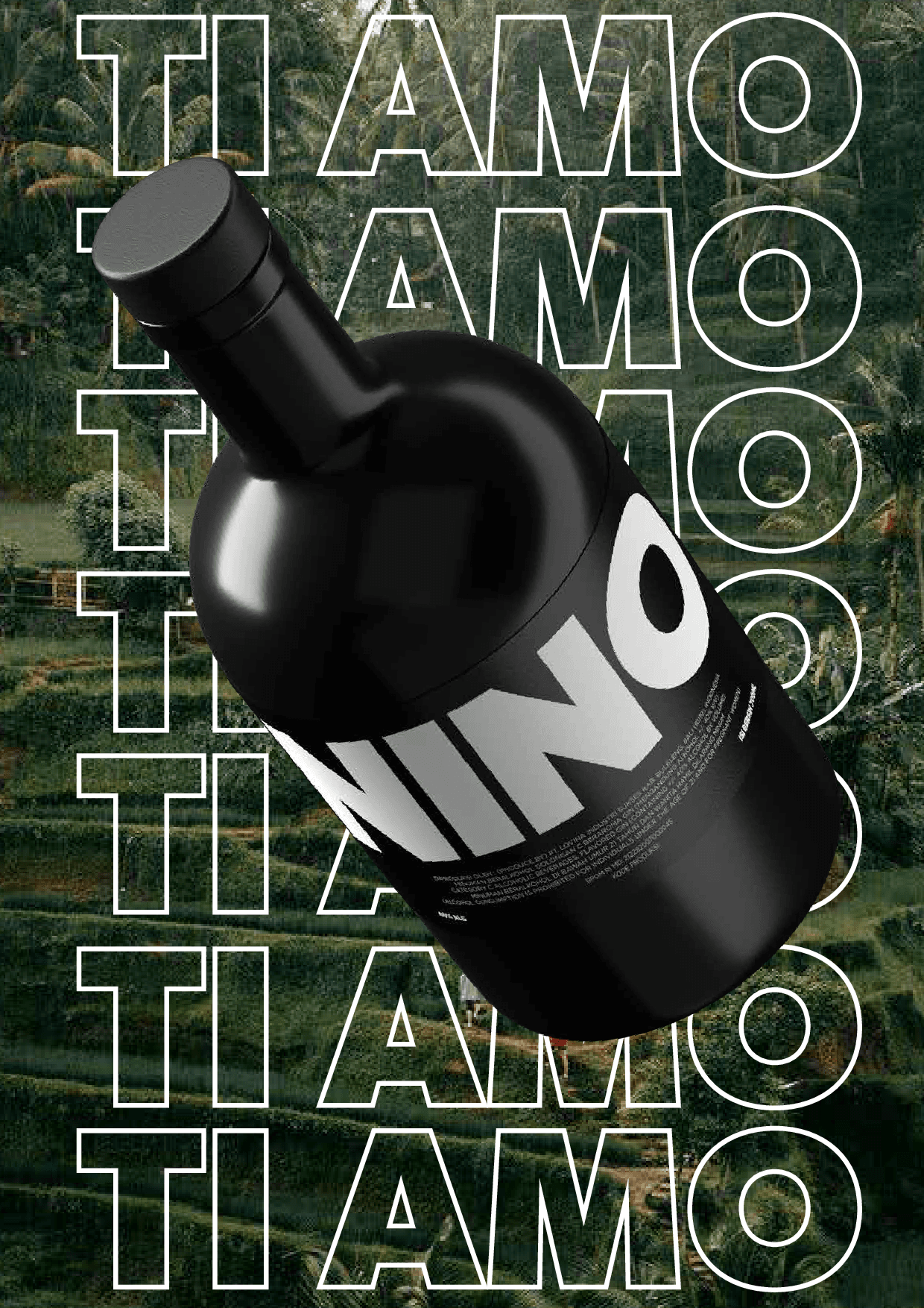 NINO botanical spirit bottle mockup with packaging